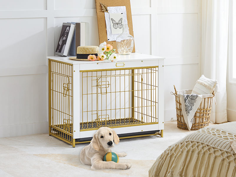 Wholesale gold and white dog crate furniture, extra large dog