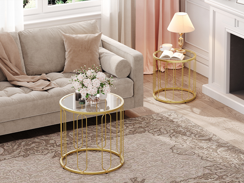 Wholesale Small Coffee Table Set of 2, Gold Accent End Tables with ...