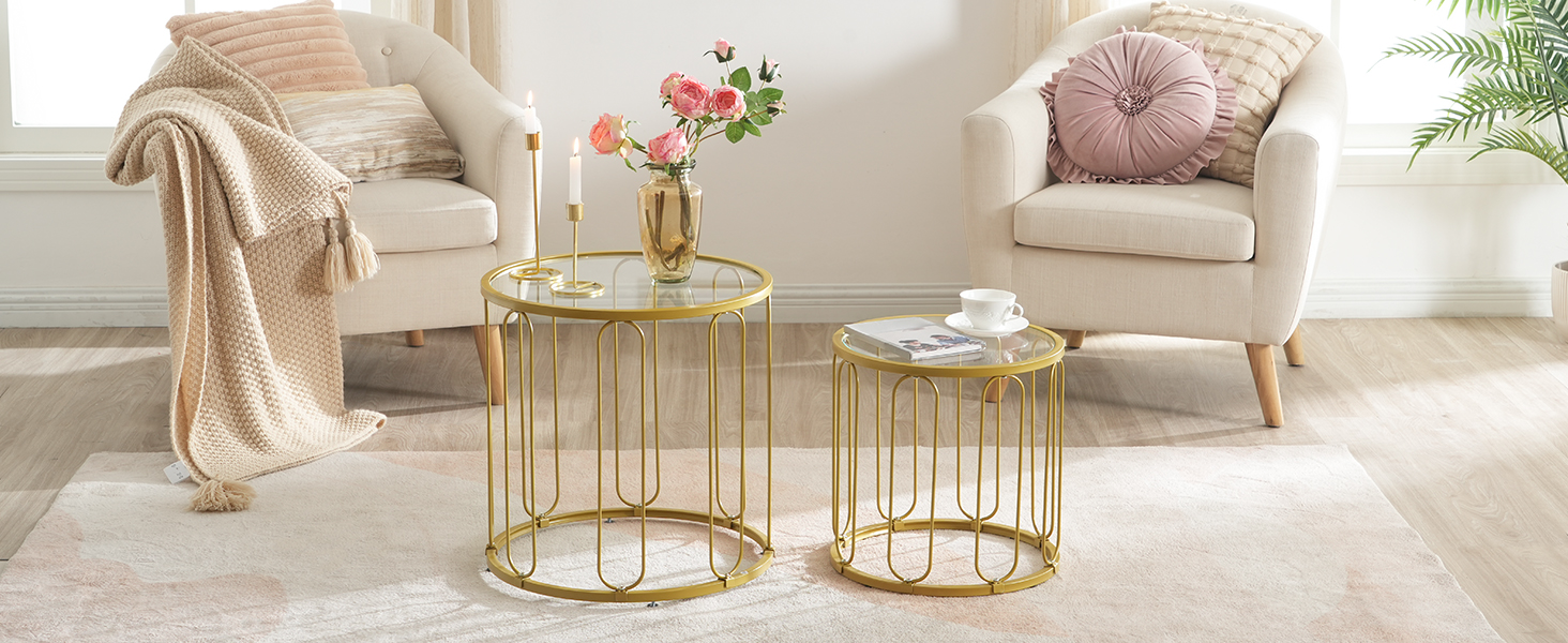 Wholesale Small Coffee Table Set of 2, Gold Accent End Tables with ...
